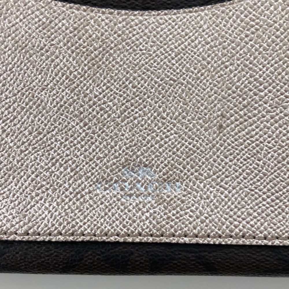 Coach Wristlet Dark Brown Signature Gold Front - Picture 2 of 10